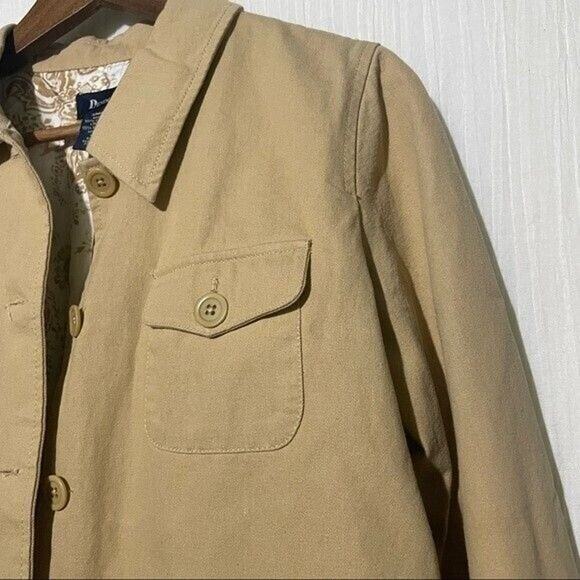 Denim & Co. · Small · Utility Jacket · Khaki with Floral-Print Interior - Picture 3 of 7